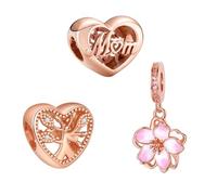 LaMenars Family Loves Mom Charm Trio pour Bracelets en Argent Sterling 925 pour Femme Mother's Day Birthday Anniversary Jewelry for Girls Wife