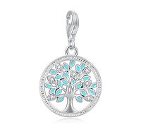 LaMenars Family Tree Fermoir 925 Charms En Argent pour Femmes Pendentif En Forme De Coeur Convient Pour Bracelets et Colliers Anniversaire Cadeau De Fête Des Mères