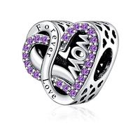 LaMenars Forever love mom Charms en argent 925 pour bracelets et colliers de femmes pendentifs pour Noël, la Saint-Valentin et la fête des mères Cadeaux pour les filles