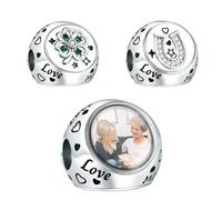 LaMenars Horseshoe Clover Amour Charmes 925 Argent Personnalisé Image Charme Ajustement Femmes Bracelet Collier Cadeau Pour Les Femmes