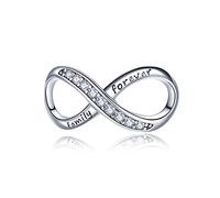 LaMenars Infinity Charms Gravé Avec les Mots Family Forever Charm en Argent Sterling 925 Parfait pour Bracelet Collier Cadeaux d'anniversaire pour Les Femmes
