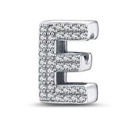 LaMenars Lettre E Charm 925 Perles en Argent Sterling pour Bracelets avec Oxyde de Zirconium 5A, Bijoux d'anniversaire Cadeaux Femmes Filles
