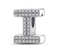 LaMenars Lettre I Charm Perles en Argent Sterling 925 pour Bracelets avec Oxyde de Zirconium 5A, Bijoux d'anniversaire Cadeaux Femmes Filles
