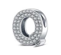 LaMenars Lettre Q Charm Perles en Argent Sterling 925 pour Bracelets avec Oxyde de Zirconium 5A, Bijoux d'anniversaire Cadeaux Femmes Filles