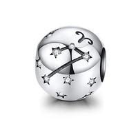 LaMenars Lot de 12 Breloques en Forme de Constellation en Argent Sterling 925 Compatible avec Bracelet européen, Cadeau d'anniversaire significatif (Aries (3.21-4.19)), Argent Sterling