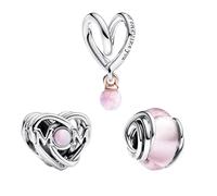 LaMenars Love for Mom Charm Trio Charm pour Bracelets en Argent Sterling 925 pour Femme Mother's Day Birthday Anniversary Jewelry for Girls Wife