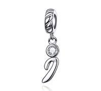 LaMenars Pendentif avec Lettre d'alphabet en Argent Sterling 925 Charm Perle avec Pendentif A à Z avec Zircon cubique Compatible avec Pandora et Européens Bracelet Colliers pour Femme (Letter A