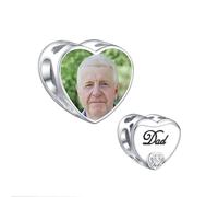 LaMenars Perles PersonnaliséEs Photo Charme 925 Perles En Argent Sterling Comme Cadeau Pour Papa Perles Sur Mesure AdaptéEs Aux Bracelets