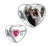 LaMenars Personalized Photo charme coeur perles en argent sterling images personnalisées amour des femmes bracelets et colliers filles cadeaux