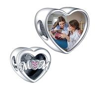 LaMenars Personalized Photo charme maman perles en argent sterling images personnalisées amour dame bracelet et collier fille cadeau