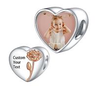 LaMenars Personalized Photo charme naissance fleur juillet Larkspur perles en argent sterling images personnalisées femmes amour bracelet et collier fille cadeau