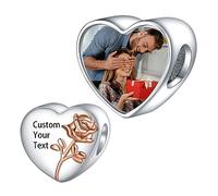 LaMenars Personalized Photo charme naissance fleur juin Rose perles en argent sterling images personnalisées femmes amour bracelet et collier fille cadeau