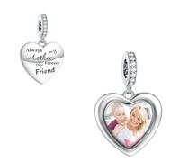 LaMenars Personnalisé CœUr Photo Charme Toujours Ma MèRe Mon Ami Pour Toujours 925 Argent Sterling Ajustement Femmes Bracelet Collier Cadeau De La MèRe