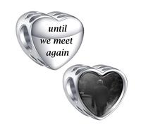 LaMenars Personnalisé Photo Charme 925 Sterling Silver Bracelet/Collier Coeur Personnalisé Photo Charme Femme FêTe Des MèRes (Jusqu'à ce que nous rencontrions à nouveau)