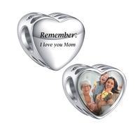 LaMenars Personnalisé Photo Charme 925 Sterling Silver Bracelet/Collier Coeur Personnalisé Photo Charme Femme FêTe Des MèRes (Rappelez - Vous: Je T'Aime Maman)