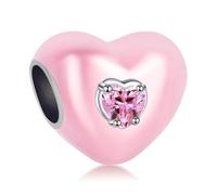LaMenars Pink Heart Charms en argent 925 pour bracelets et colliers de femmes pendentifs pour Noël, la Saint-Valentin et la fête des mères Cadeaux pour les filles