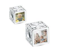 LaMenars TrèFle Carré Personnalisé Image Charme 925 Perle D'Argent Sterling Ajustement Bracelet Collier Cadeau Pour Les Femmes