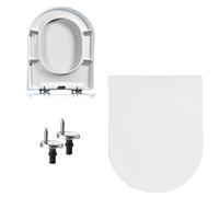 Lamera Abattant WC avec Frein de Chute, Original Premium Siège de Toilette Antibactérien, Clipsable, Amortie, Amovible, Ergonomique en Duroplast, Forme Rectangulaire 470X372mm - Blanc