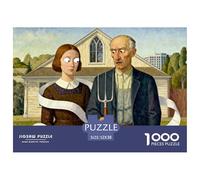 L'Américan Gothic The Tax Bill Puzzle en Bois Imperméable DIY Puzzles De 1000 Pièces pour Adultes Cadeaux Coloré De Décoration pour La Maison