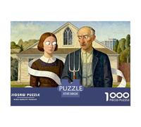 L'Américan Gothic The Tax Bill Puzzle en Bois Imperméable DIY Puzzles De 1000 Pièces pour Adultes Défi Et Casse-tête De Décoration pour La Maison