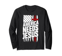 L'Amérique a Besoin de Jésus, Foi chrétienne, église, Jésus Patriotique Manche Longue