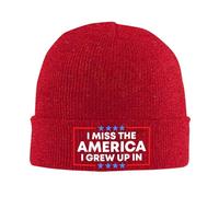 L'Amérique de Mon enfance me Manque. Bonnet, Cadeau, Chapeau d'hiver, Bonnet Slouchy en Maille, Noir.