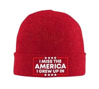 L'Amérique de Mon enfance me Manque. Bonnet, Cadeau, Chapeau d'hiver, Bonnet Slouchy en Maille, Noir.