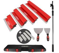 Lames à Lisser plaquiste - Coffret lames 0.35mm et 0.5mm - Acier inoxydable - Perche extensible - Lames souples et rigides