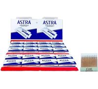 Lames De Barbe Astra Superior Stainless Blue 100 Lames De Rasoir À Barbe Et 20 Cerins Émostatiques
