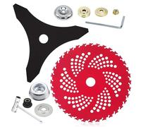 Lames de débroussailleuse à pointe en carbure de tungstène de 22,9 cm x 36 dents et lame de débroussailleuse à 3 dents de 25,4 cm x 3 dents, lames rondes en acier au carbone avec kit d'adaptateur