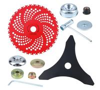 Lames de débroussailleuse à pointe en carbure de tungstène de 22,9 cm x 36 dents et lames de désherbeur de 25,4 cm x 3 dents avec kit adaptateur universel pour débroussailleuse, débroussailleuse