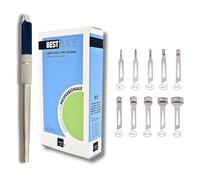 Lames de gouge meilleure lame + poignée de porte lame en aluminium avec fermeture à vis - Kit de pédicure professionnel - 20 lames assorties 2 x (taille 1,2,3,4,5,6,8,10,12,15)