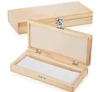 Lames de microscope avec spécimens, peut contenir 50 lames de microscope préparées, boîte de rangement en bois, pour étudiants en biologie, enseignants en science, chercheurs de laboratoire