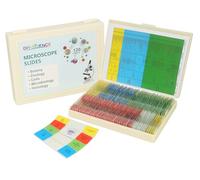 Lames de microscope pour enfants à partir de 11 ans, 120 lames de microscope préparées avec des spécimens d'animaux, plantes, cellules microbes et anatomie tissulaire, lames de microscope