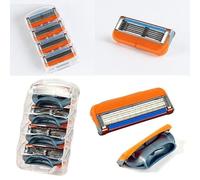 Lames de Rasoir de Rechange, Orange et Bleu, Cartouches, Compatible avec Rasoir Manuel Gilette fusion, Usage Quotidien