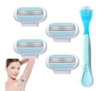 Lames de rasoir de rechange pour femme avec poignée bleue, recharges de lames de rasoir extra lisses, 3 couches pour salle de bain, plage, fête, facile à remplacer