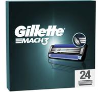 Lames de Rasoir - Gillette Mach3 - 24 Recharges - 3 Lames Affûtées - Bande Lubrifiante