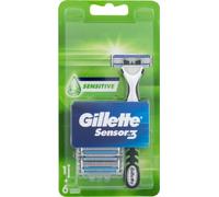 Lames de rasoir Gillette Sensor 3 Sensitive, paquet de 6 avec manche