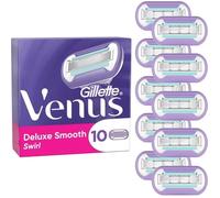 Gillette Venus Lot De 10 Recharges De Rasoir Pour Femmes Deluxe Smooth Swirl, Cartouches ORIGINELLES A 5 Lames Pour Un Rasage Doux et Efficace, Avec Un Ruban Hydratant Pour Protéger La Peau Sensible
