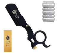 Lames de rasoir professionnelles pour homme, rasoirs de barbier, kit de rasage à bord droit pour rasage de près - Rasoir de sécurité avec 10 lames de rasoir