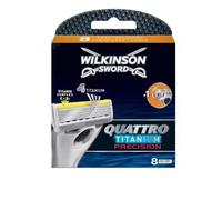 Lames de rasoir - WILKINSON SWORD - QUATTRO TITANIUM PRECISION - Pack de 8 pcs - Pour homme - Tous types de peau