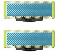 Lames de rechange OneBlade Anti-Friction pour QP25,26,27,28,65,66.... PHILIPS Surface principale bleue à motif de points blancs, bords du cadre vert citron, support noir