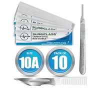 Lames de scalpel No 10A en acier au carbone non stérile, lot de 10 et poignée n° 3, parfaites pour l'art du bois, Chirurgicale la sculpture l'anatomie de laboratoire Création d'enseignes SURGIBL10A-10