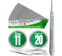 Lames de scalpel No 11 en acier inoxydable stériles, lot de 10 et poignée n° 3, parfaites pour l'art du bois, Chirurgicale, la sculpture, l'anatomie de laboratoire, Création d'enseignes SURGIGR11-10