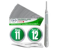 Lames de scalpel No 11 en acier inoxydable stériles, lot de 20 et poignée n° 3, parfaites pour l'art du bois, Chirurgicale, la sculpture, l'anatomie de laboratoire, Création d'enseignes SURGIGR11-20