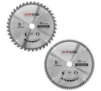 Lames de scie à bois circulaire Saxton TCT pour scie à onglets 210 mm x 40 et 80 dents x alésage de 25,4 mm compatibles avec les scies Evolution Rage (lot de 2)