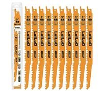 Lames de Scie Alternative LEILUO en Bois de 9 Pouces, Ensemble de 10 Pièces de Lames Sawzall en CRV 5 TPI avec Étui de Rangement