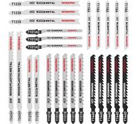 WORKPRO Lames de Scie Sauteuse à Tige en T 25 Pièces, Fabriquées en HCS/HSS/BIM, avec Etui de Rangement pour Coupe de Bois, Plastique et Métal