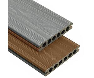 Lames de terrasse WPC Composite bois-plastique Marron Gris 30 m² 2200 x 140 x 23 mm avec kit d'accessoires pour terrasse, balcon, piscine, durable et imperméable