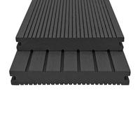 Lames de terrasse WPC massives avec accessoires, 10 m², 2,2 m, noir, lames composites en bois et plastique durables pour terrasses, parfaites pour l'extérieur, montage et entretien faciles